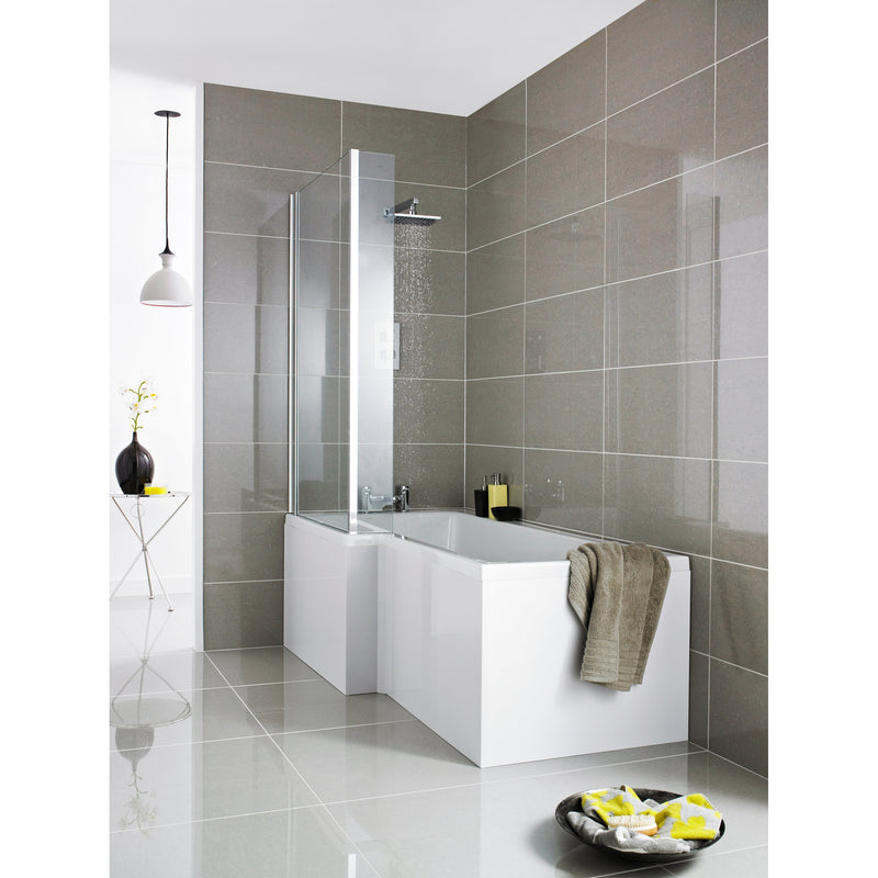 White Acrylic Square Shower Bath Front Panel - 1500mm