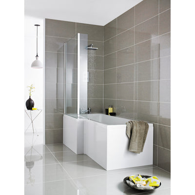 White Acrylic Square Shower Bath End Panel - 700mm