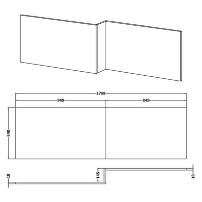 Waterproof Gloss White Square Shower Bath Front Panel - 1800mm