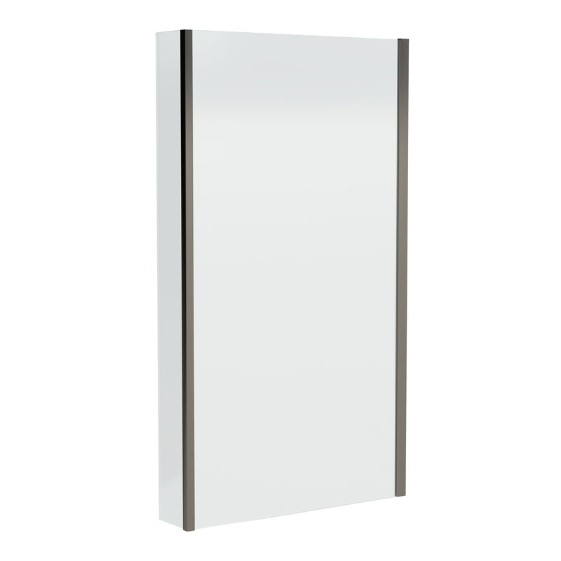 6mm L-Shape Fixed Shower Bath Screen With Fixed Return - Brushed Pewter