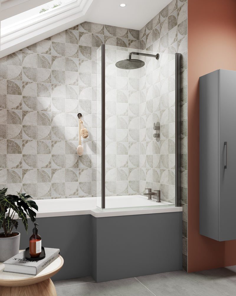 Lana 300mm Wall Hung Tall Storage Unit With 1 Door - Satin Grey