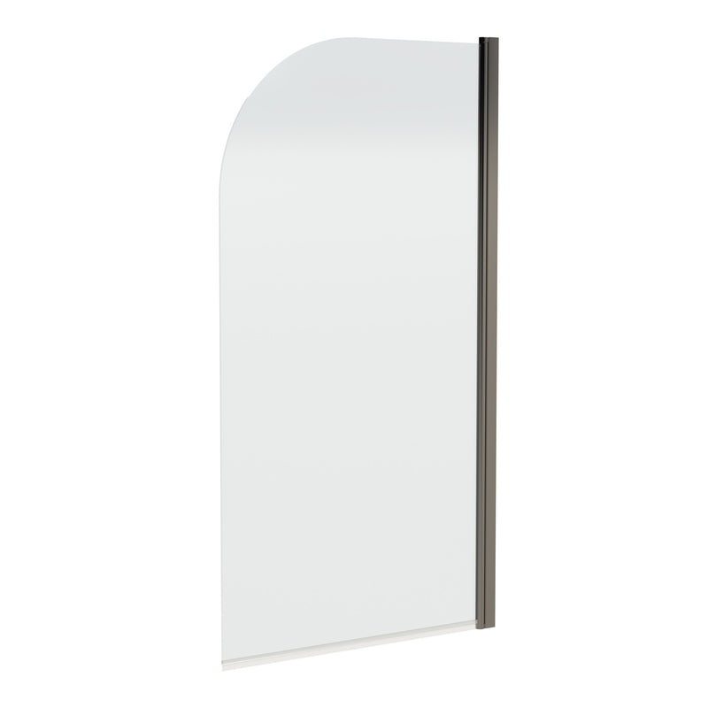 6mm Round Hinged Bath Screen - Brushed Pewter