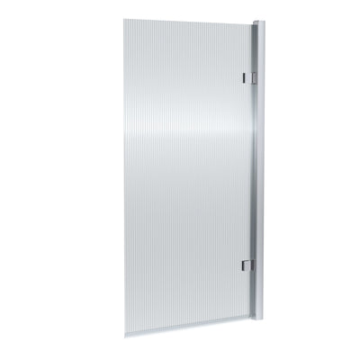 8mm Fluted Square Hinged Bath Screen - Chrome