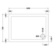 Porto Chrome 6mm Pivot Shower Door With White Stone Resin Tray & Waste - 1000 x 700mm