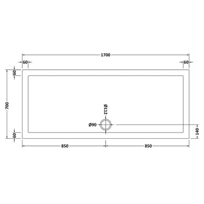 Porto Brushed Brass 6mm Sliding Shower Door With Slate Effect Stone Resin Tray & Waste - 1700 x 700mm