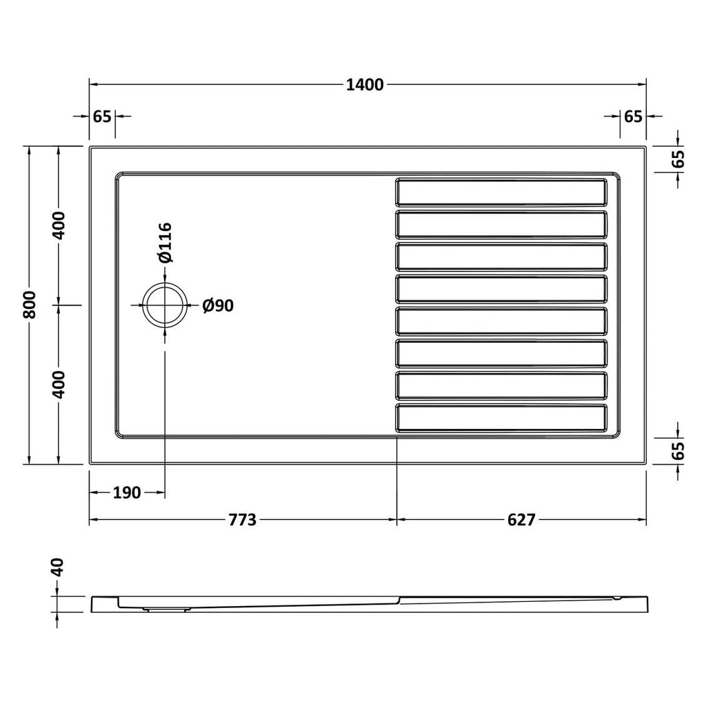 Walk In Shower Tray 1400 x 800mm