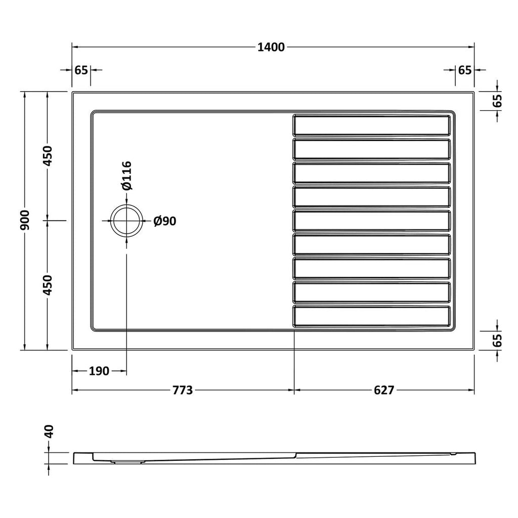Walk In Shower Tray 1400 x 900mm