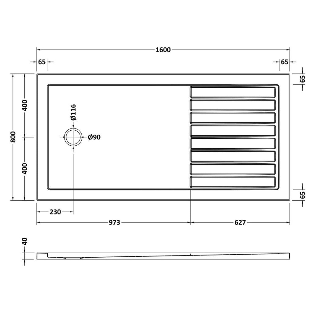 Walk In Shower Tray 1600 x 800mm