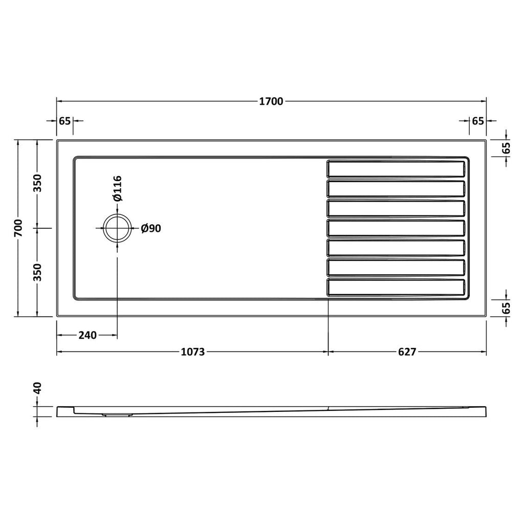 Walk In Shower Tray 1700 x 700mm
