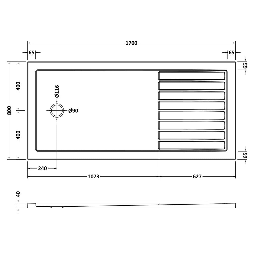 Walk In Shower Tray 1700 x 800mm