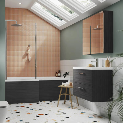 Nuie Arno Compact 600 x 353mm Floor Standing Vanity Unit With 2 Doors & Basin