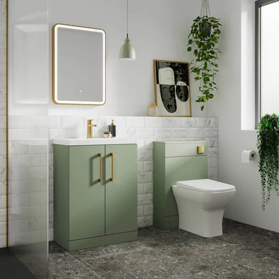 Nuie Arno Compact 600 x 353mm Floor Standing Vanity Unit With 2 Doors & Basin