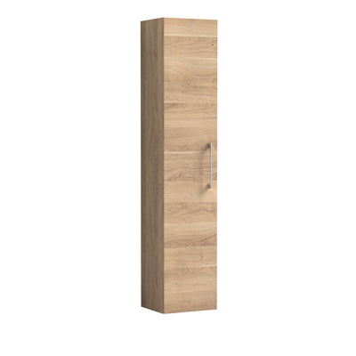 Lana 300mm Wall Hung Tall Storage Unit With 1 Door - Bleached Oak