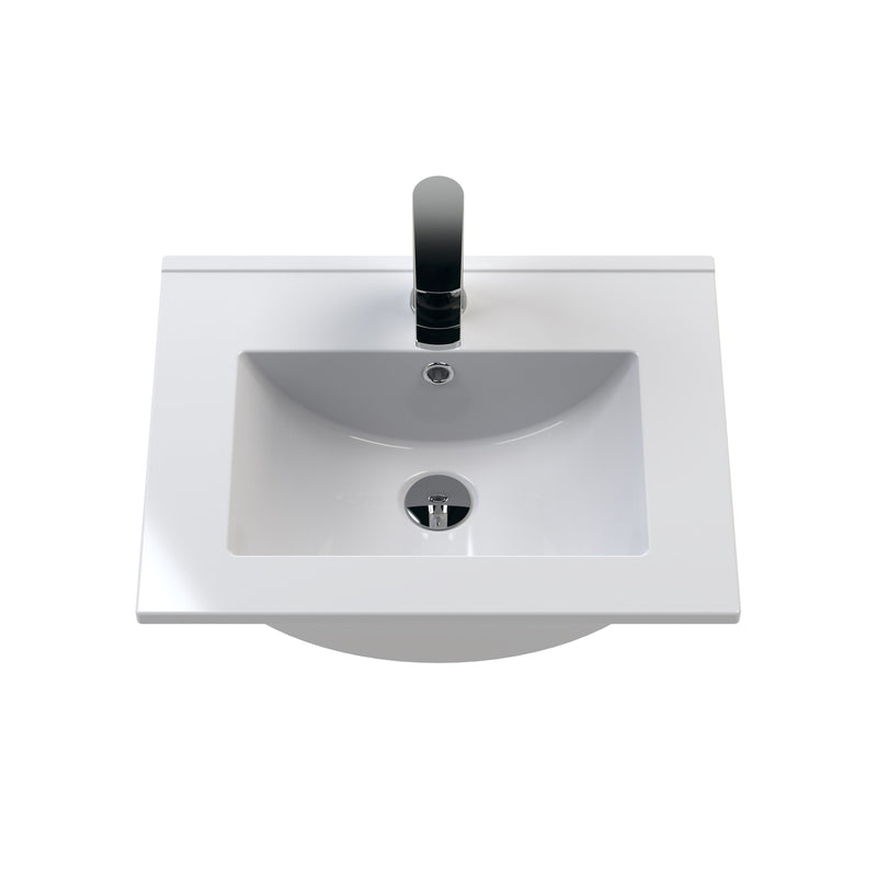Classique 500mm Wall Hung Vanity Unit With 1 Drawer With Minimalist Ceramic Basin - Satin White