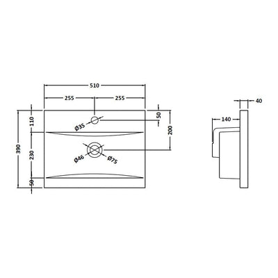 Classique 500mm Wall Hung Vanity Unit With 1 Drawer With Mid Edge Ceramic Basin - Satin Grey