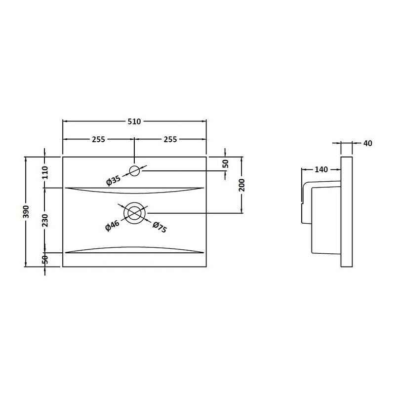 Classique 500mm Wall Hung Vanity Unit With 1 Drawer With Mid Edge Ceramic Basin - Satin Grey