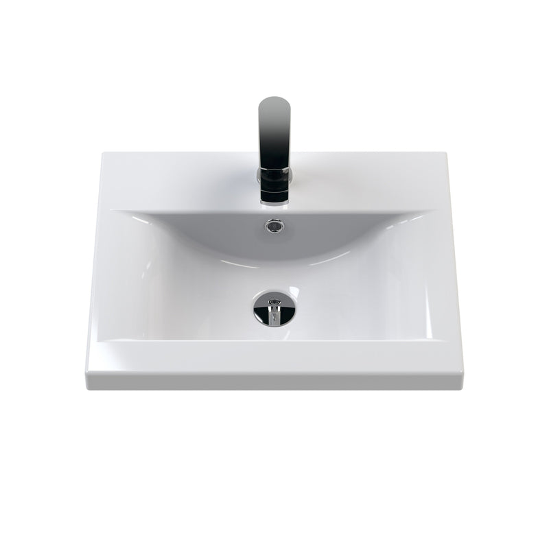 Classique 500mm Floor Standing Vanity Unit With 2 Doors With Mid Edge Ceramic Basin - Satin White