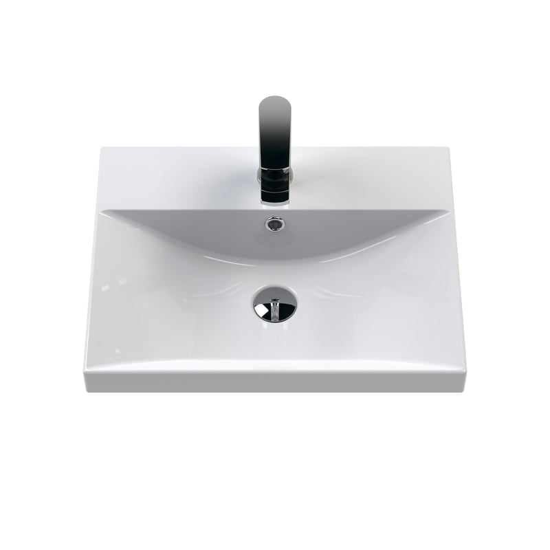 Classique 500mm Wall Hung Vanity Unit With 1 Drawer With Thin Edge Ceramic Basin - Satin Grey