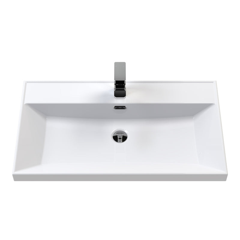 Classique 800mm Wall Hung Vanity Unit With 1 Drawer With Thin Edge Ceramic Basin - Satin Grey