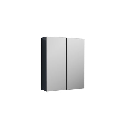 Lana 600mm Mirror Cabinet With 2 Doors - Satin Soft Black