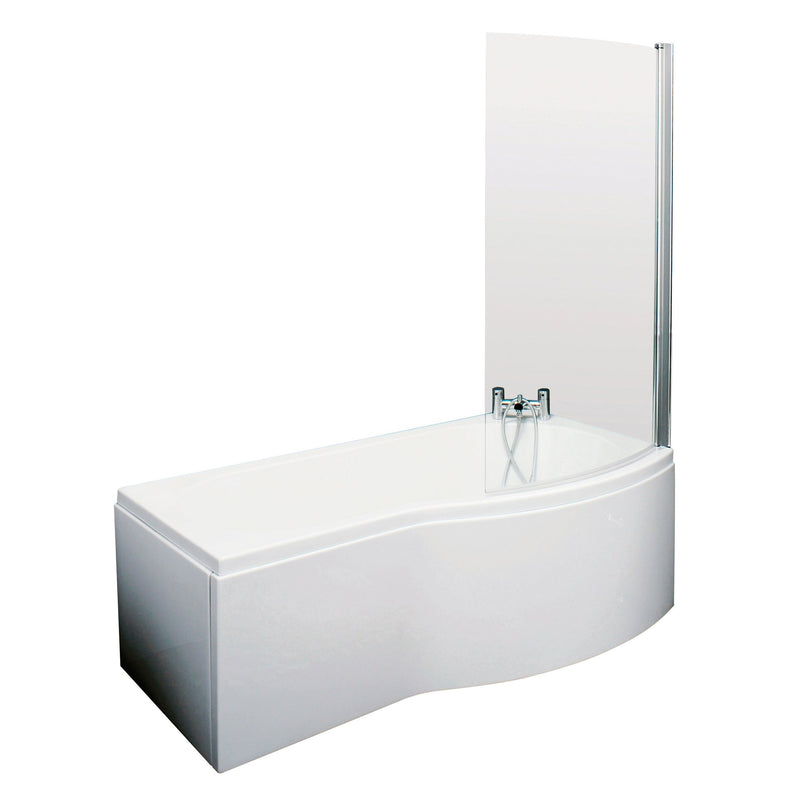 B-Shaped Shower Bath With Chrome Shower Screen & Panel - 1500mm x 900mm, Right Hand