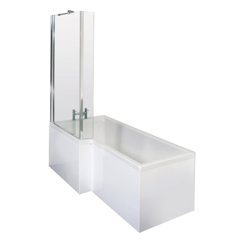 Square Shower Bath With Chrome Shower Screen & Panel - 1500mm x 850mm, Left Hand