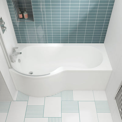 P-Shaped Shower Bath - 1600mm x 850mm, Left Hand