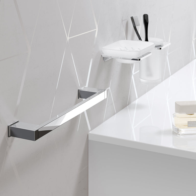 Sonia S Cube Toilet Roll Holder With Shelf - Chrome