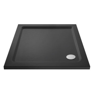 Porto Brushed Brass 6mm Pivot Shower Door With Slate Effect Stone Resin Tray & Waste - 760 x 760mm