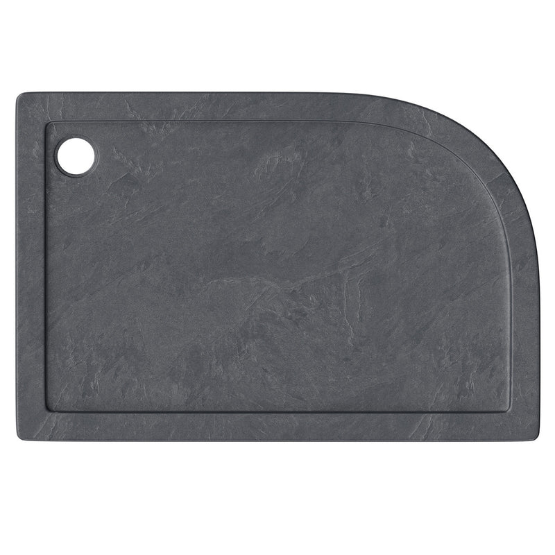 Slate Effect Stone Resin Offset Quadrant Shower Tray & Waste 1000 x 800mm Left Hand
