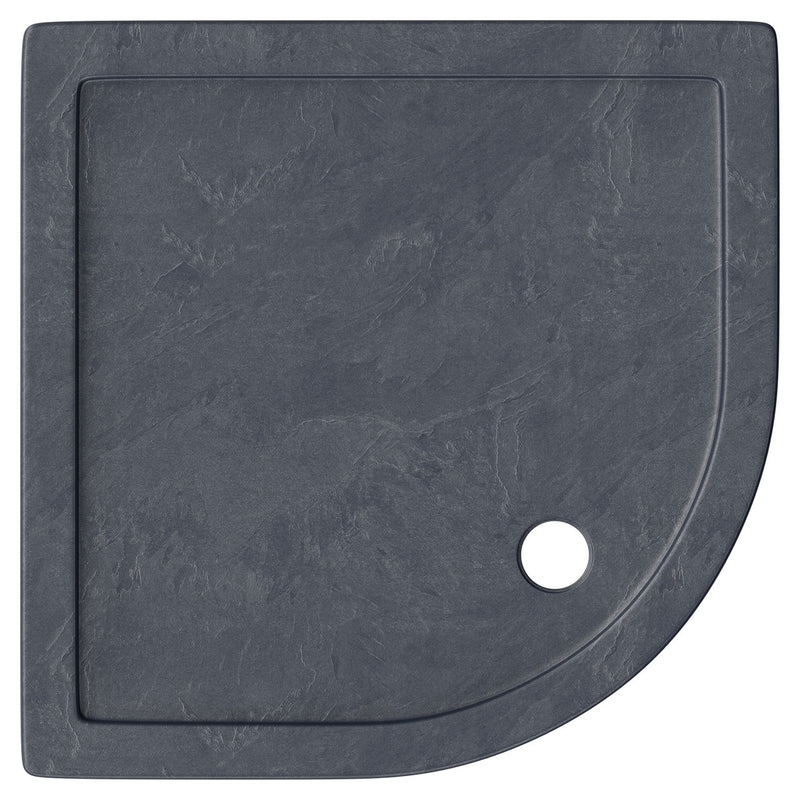 Slate Effect Stone Resin Quadrant Shower Tray & Waste 700 x 700mm