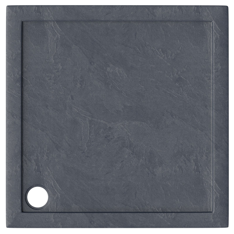 Slate Effect Stone Resin Square Shower Tray & Waste 900 x 900mm
