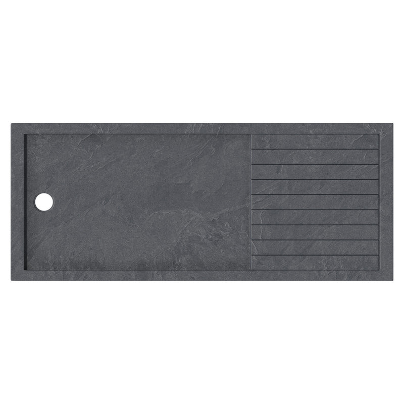 Slate Effect Walk In Shower Tray & Waste 1400 x 800mm