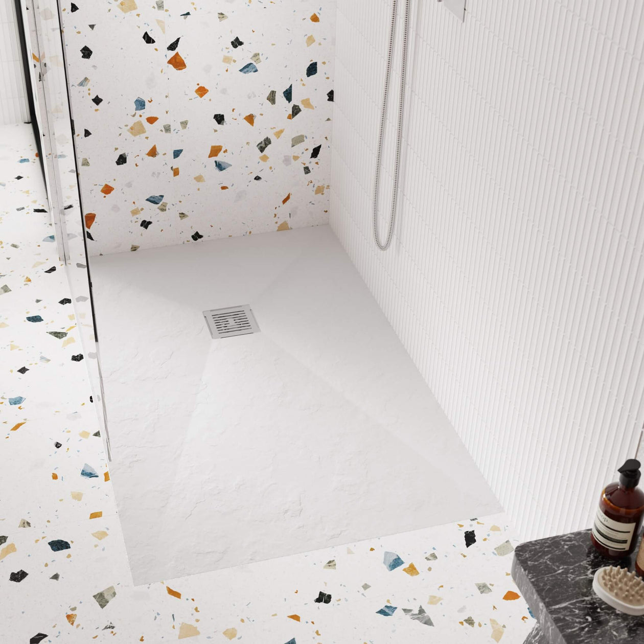 Nuie Slimline White Slate Rectangular Shower Tray