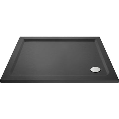 Porto Chrome 6mm Sliding Shower Door With Slate Effect Stone Resin Tray & Waste - 1200 x 900mm