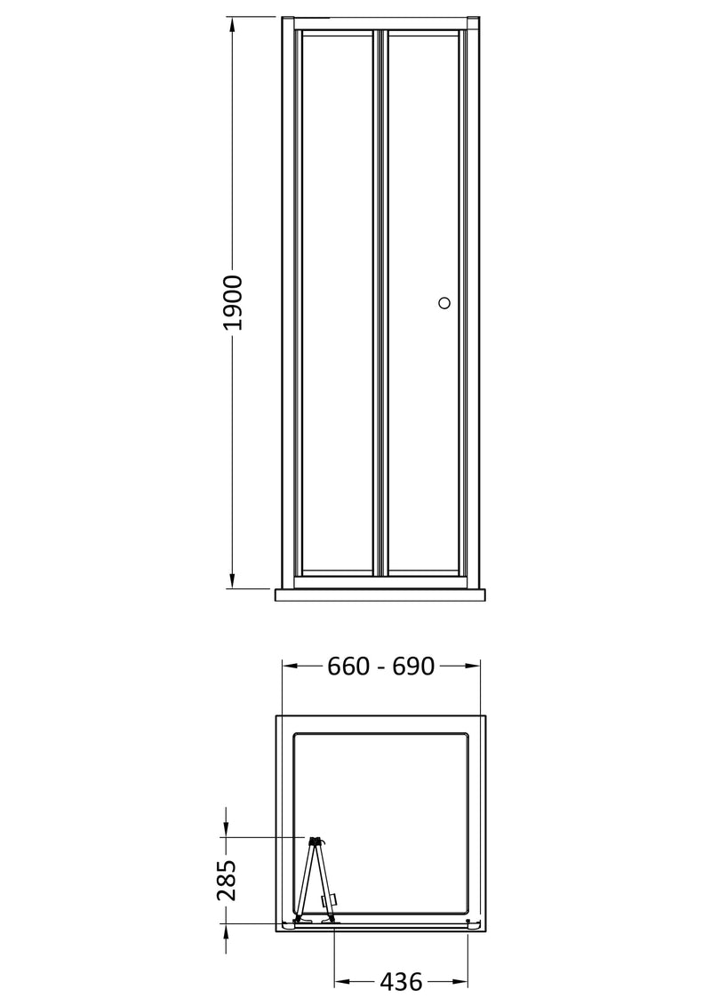 Porto 4mm Bi-Fold Shower Door - 700mm, 1900mm High, Chrome