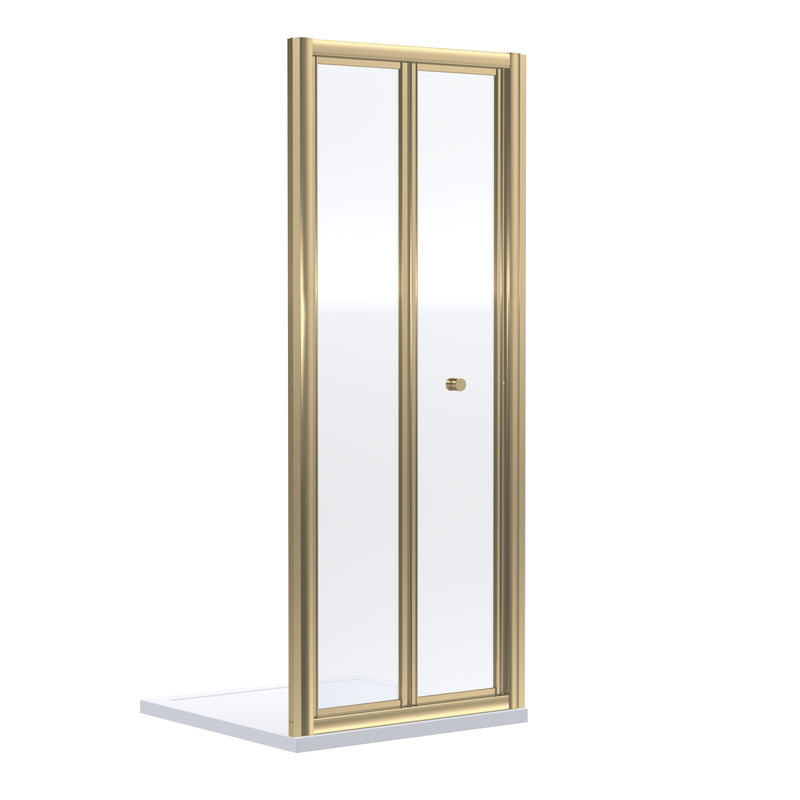 Porto 4mm Bi-Fold Shower Door - 760mm, 1900mm High, Brushed Brass
