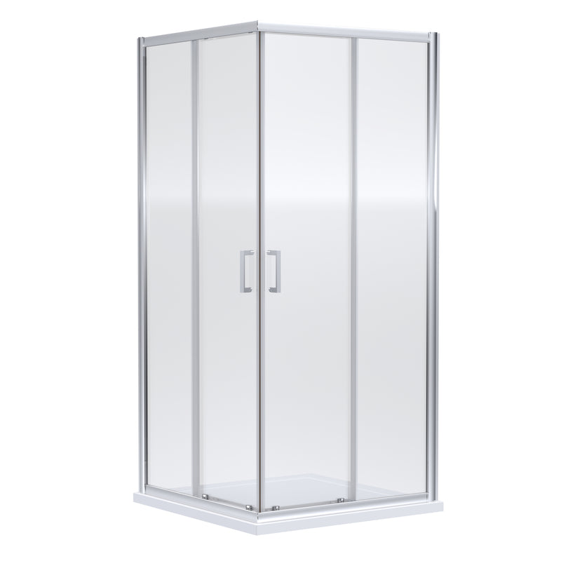 Porto 6mm Corner Entry Shower Enclosure - 900 x 900mm, 1900mm High, Chrome