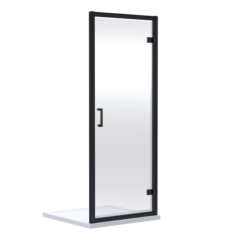 Porto 6mm Hinged Shower Door - 800mm, 1900mm High, Matt Black