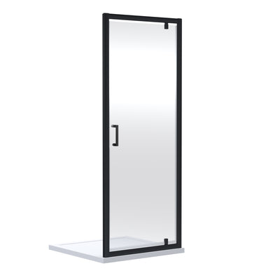 Porto 6mm Pivot Shower Door - 760mm, 1900mm High, Matt Black