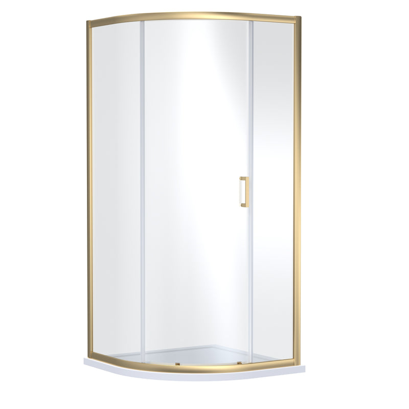 Porto 6mm Single Entry Quadrant Shower Enclosure - 900 x 900mm, 1900mm High, Brushed Brass