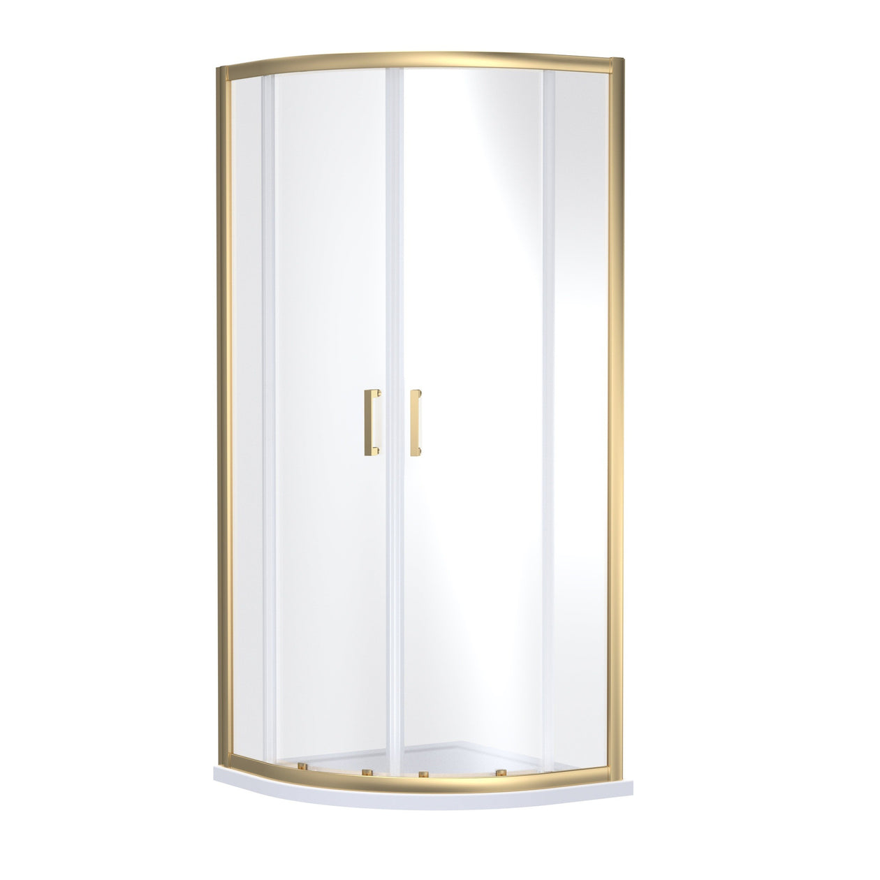 Porto Brushed Brass 6mm Quadrant Shower Enclosure With White Stone Resin Tray & Waste - 800 x 800mm