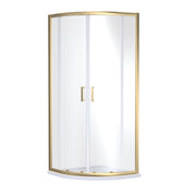 Porto Brushed Brass 6mm Quadrant Shower Enclosure With White Stone Resin Tray & Waste - 800 x 800mm