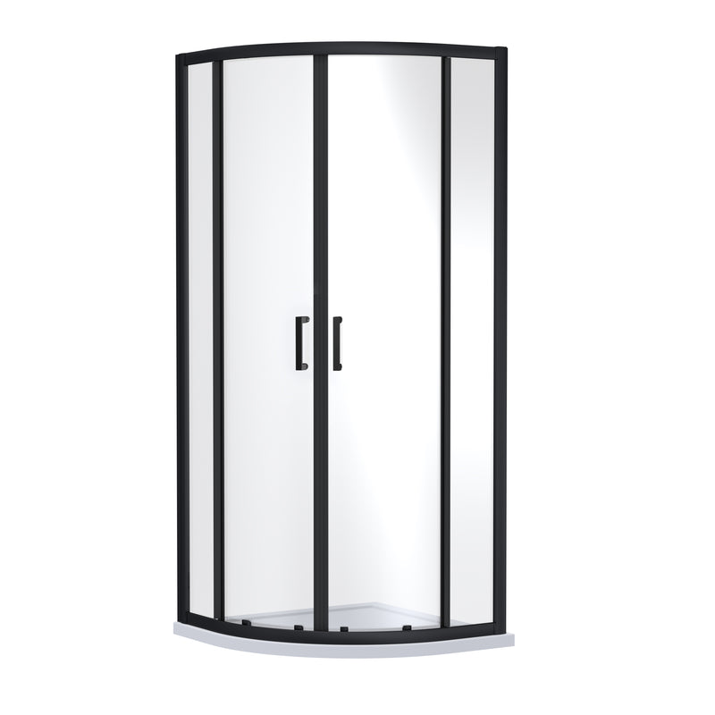 Porto 6mm Quadrant Shower Enclosure - 800 x 800mm, 1900mm High, Matt Black