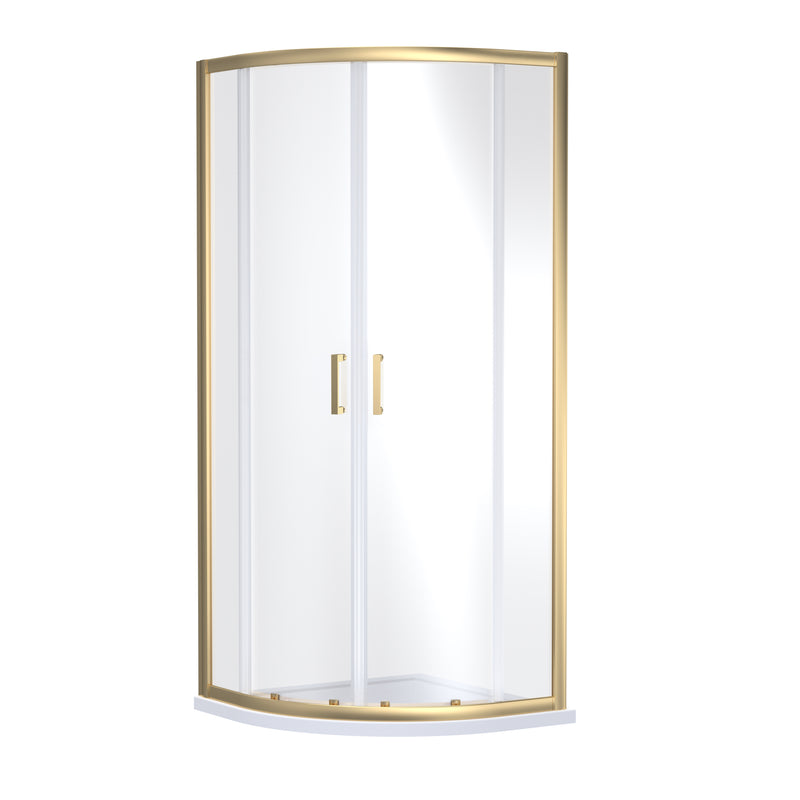 Porto 6mm Quadrant Shower Enclosure - 900 x 900mm, 1900mm High, Brushed Brass