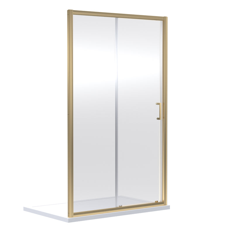 Porto 6mm Single Sliding Shower Door - 1000mm, 1900mm High, Brushed Brass