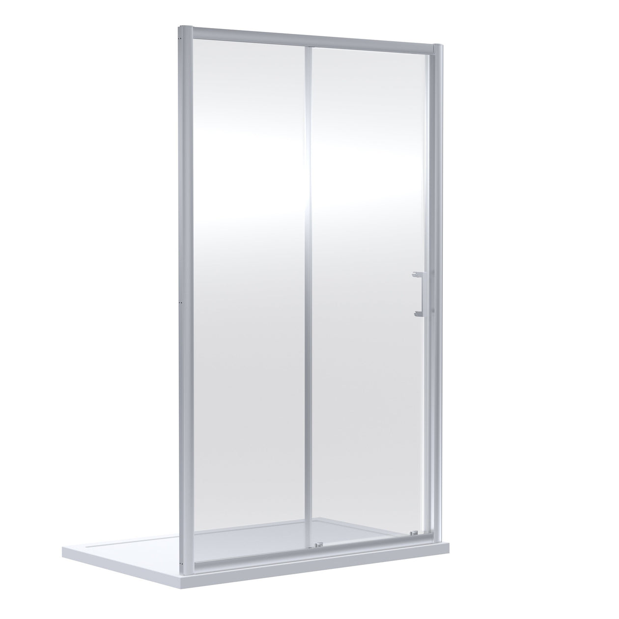 Porto Chrome 6mm Sliding Shower Door With White Stone Resin Tray & Waste - 1100 x 700mm