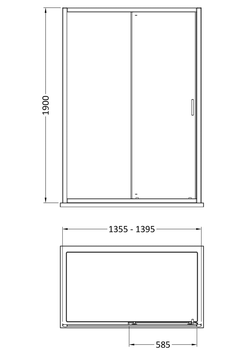 Porto 6mm Single Sliding Shower Door - 1400mm, 1900mm High, Chrome