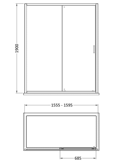 Porto 6mm Single Sliding Shower Door - 1600mm, 1900mm High, Brushed Brass