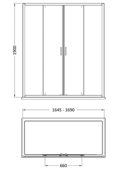 Porto 6mm Double Sliding Shower Door - 1700mm, 1900mm High, Chrome